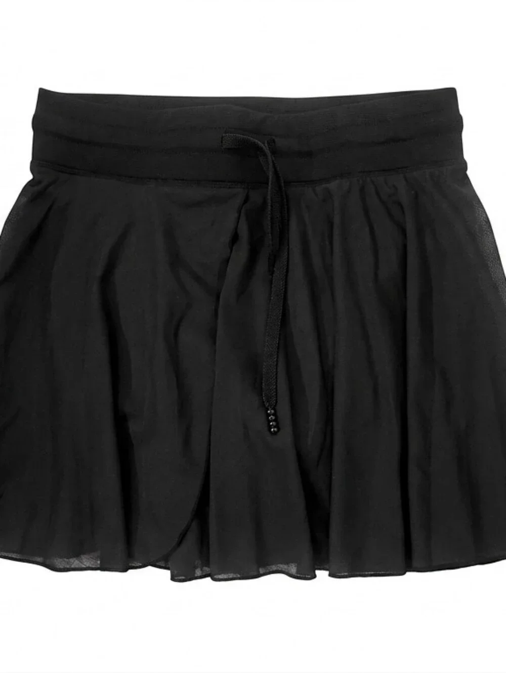 High Waisted Drawstring Contrast Mesh 2-in-1 Pocket Flowy Mini Flare Casual Skir